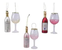 Wijnfiguur glas kadoset assorti 2st kerstbal hangdeco kerst Decoris - Decoris - thumbnail