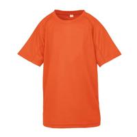 Spiro RT287J Junior Performance Aircool Tee - Fluorescent Orange - S (5-6) - thumbnail