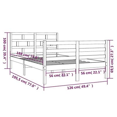 Bedframe massief hout wit 120x190 cm Bedframe massief hout wit 120x190 cm