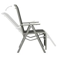 Tuinstoelen 2 st verstelbaar textileen aluminium zilverkleurig - thumbnail