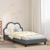 Bedframe voor kinderen met hoofdbord Lichtgrijs 90 x 190 cm PU - thumbnail