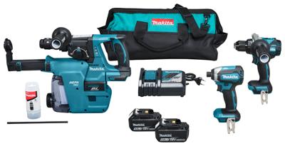 Makita DLX3154TX1 | Combiset | 18 V | allround tot zwaar boor-en schroefwerk | Set | DDF486, DTD153, DHR243 | Snellader | in Tas - DLX3154TX1 Makita DLX3154TX1 | Combiset | 18 V | allround tot zwaar boor-en schroefwerk | Set | DDF486, DTD153, DHR243 | Snellader | in Tas - DLX3154TX1