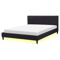 Beliani-FITOU -Tweepersoonsbed LED-Zwart-160 x 200 cm-Polyester - thumbnail
