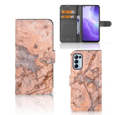 OPPO Find X3 Lite | Bookcase | Marmer Oranje OPPO Find X3 Lite | Bookcase | Marmer Oranje