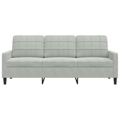 Driezitsbank 180 cm fluweel lichtgrijs