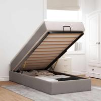 Ottoman bed met matras 100x200cm stof taupe - thumbnail