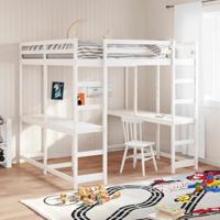 Hoogslaper met bureau en ladder grenenhout wit 160x200 cm - thumbnail