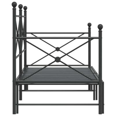 Slaapbank met onderschuifbed zonder matras 90x190cm staal zwart