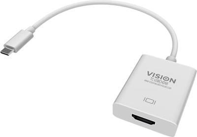 Vision TC-USBCHDMI adapterkabel (HDMI, USB-C, stekker/bus, wit)