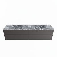 MONDIAZ VICA-DLUX 200cm badmeubel onderkast Dark grey 4 lades. Inbouw wastafel CLOUD dubbel zonder kraangat, kleur Lava. - thumbnail
