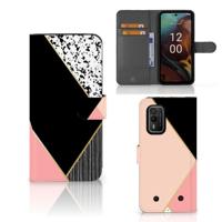Nokia XR21 | Book Case | Zwart Roze Vormen - thumbnail