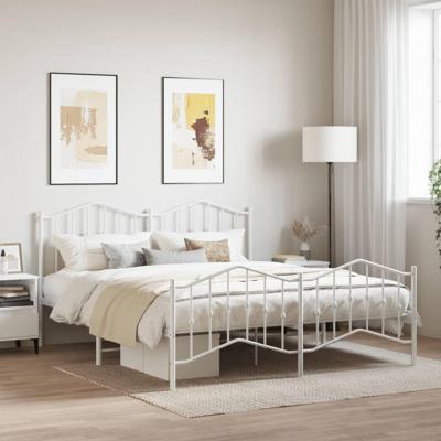 Bedframe met hoofd- en voeteneinde metaal wit 160x200 cm Bedframe met hoofd- en voeteneinde metaal wit 160x200 cm