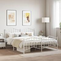 Bedframe met hoofd- en voeteneinde metaal wit 160x200 cm - thumbnail