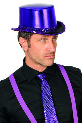 Hoge hoed lamee met paillettenband