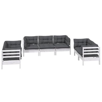 7-delige Loungeset met kussens massief grenenhout - thumbnail
