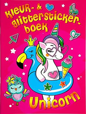 Kleur- en glitterstickerboek Unicorn