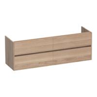 Brauer Adore - Onderkast - 160 cm - met 4 Softclose Lades Greeploos en 2 Sifon Uitsparingen - Lamellen Eiken Naturel - thumbnail