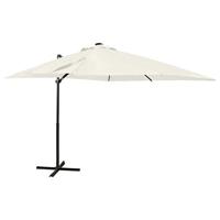 VidaXL Zweefparasol met paal en led-verlichting 250 cm zandkleurig - thumbnail