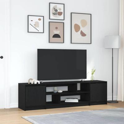 Tv-meubel 188,5x41x50 cm spaanplaat zwart eikenkleurig