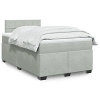 Boxspring met matras fluweel lichtgrijs 120x200 cm - thumbnail
