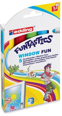 Krijtstift edding 16-5 Funtastics window fun assorti doos à 5 stuks