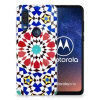 Motorola One Vision TPU Siliconen Hoesje Mozaïek - thumbnail