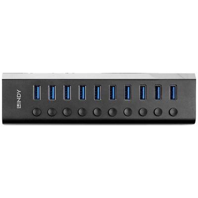 LINDY 43370 43370 USB-hub 10 poorten USB-A USB 3.0 5 GBit/s Zwart