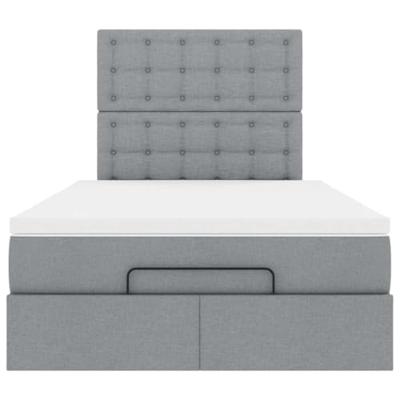 Ottoman bed met matras en LED's 120x200cm stof lichtgrijs