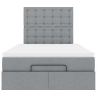 Ottoman bed met matras en LED's 120x200cm stof lichtgrijs - thumbnail
