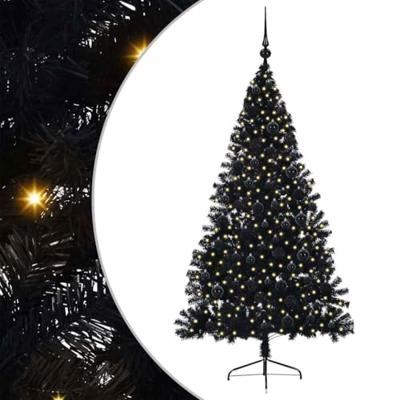 VidaXL Kunstmatig voorverlicht kerstboom met 300 led zwart 180 cm pvc