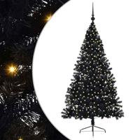 VidaXL Kunstmatig voorverlicht kerstboom met 300 led zwart 180 cm pvc - thumbnail