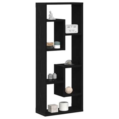 Wandplank 36x16x90 cm bewerkt hout zwart eikenkleurig