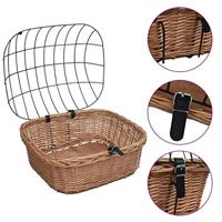 VidaXL Fietsstuurmand met deksel 50x45x35 cm natuurlijk wilgen - thumbnail