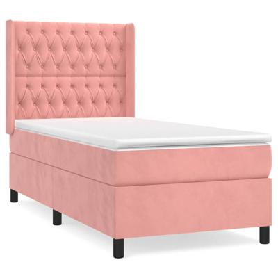 Boxspring met matras fluweel roze 100x200 cm