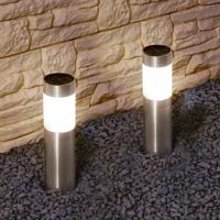 Solar priklamp lucifer rvs padverlichting op zonne-energie (2 stuks) - thumbnail