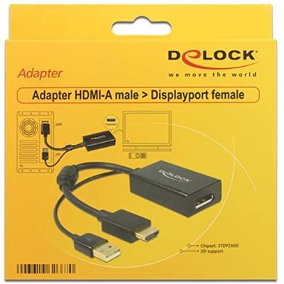 Delock 62667 Adapter HDMI-A male > DisplayPort 1.2 female zwart - thumbnail