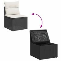 8-delige Loungeset met kussens poly rattan zwart - thumbnail