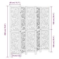 Kamerscherm met 5 panelen massief paulowniahout zwart - thumbnail