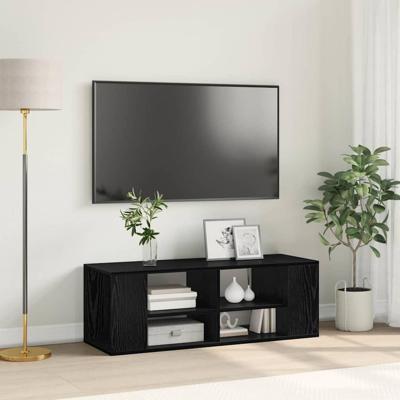 TV-kast met plank Zwart eiken 102 x 35 x 35 cm Bewerkt hout TV-kast met plank Zwart eiken 102 x 35 x 35 cm Bewerkt hout