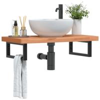 Badkamer wandschap staal en massief beukenhout - thumbnail