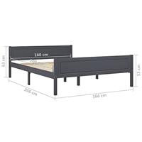 Bedframe massief grenenhout grijs 160x200 cm - thumbnail