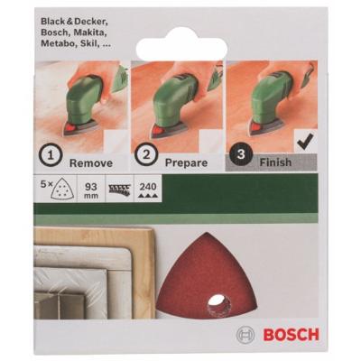 Bosch Accessories 2609256A53 Deltaschuurpapier Met klittenband, Geperforeerd Korrelgrootte (num) 240 Hoekmaat 93 mm 5 stuk(s) - thumbnail