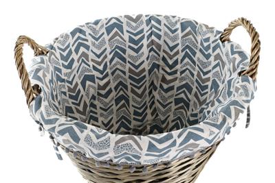 Decoratieve Mand DKD Home Decor Blauw Wit vlechtwerk 44 x 44 x 42 cm