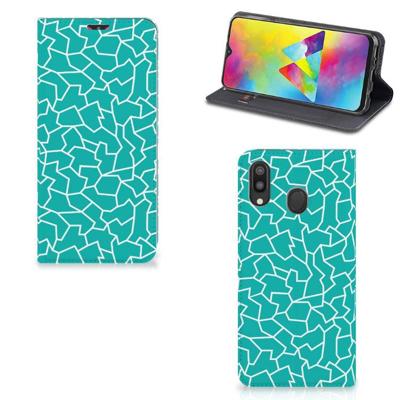 Samsung Galaxy M20 | Bookcase | Cracks Blue