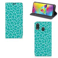 Samsung Galaxy M20 | Bookcase | Cracks Blue - thumbnail