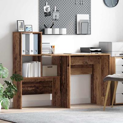 Bureau met plank Oud hout 131,5 x 50 x 106,5 cm Bewerkt hout