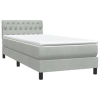 Boxspring met matras en LED fluweel lichtgrijs 90x210 cm - thumbnail