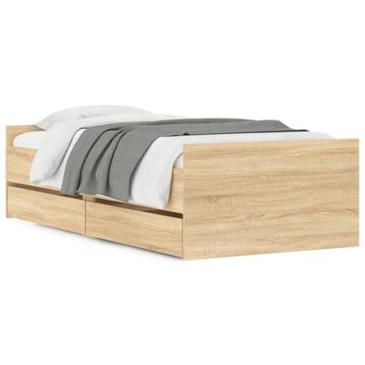 Bedframe met lades sonoma eikenkleurig 90x190 cm - thumbnail
