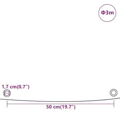 VidaXL Dekzeil 650 g/m² ø 3 m grijs