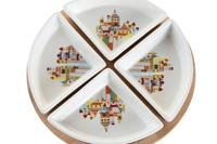 Set voor voorgerechtjes DKD Home Decor 21,5 x 21,5 x 1 cm Rood Blauw Wit Keramiek Mediterrane Huizen - thumbnail